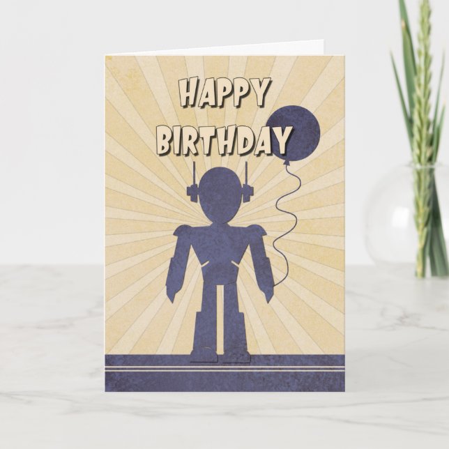 Tarjeta de cumpleaños de Robot Boy (Anverso)