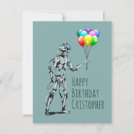 Tarjeta de cumpleaños de robot con globos
