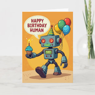Tarjeta de cumpleaños de Robot Cupcake
