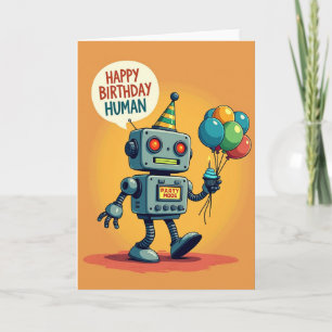 Tarjeta de cumpleaños de robot dulce