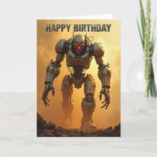 Tarjeta de cumpleaños de robot poderoso