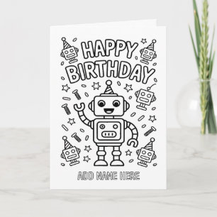 tarjeta de cumpleaños de robots plegables para col