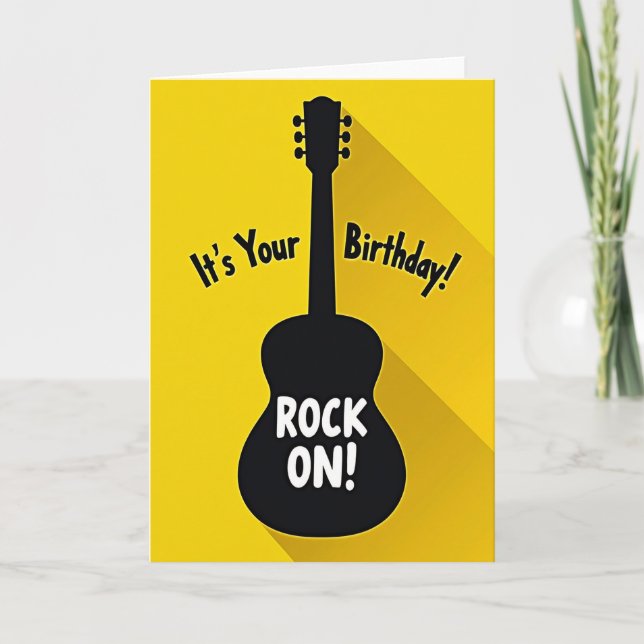Tarjeta de cumpleaños de rock con guitarra (Anverso)