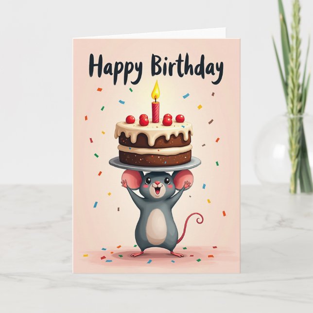 Tarjeta de cumpleaños de roedor dulce (Anverso)