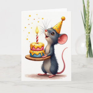 Tarjeta de cumpleaños de roedor festivo