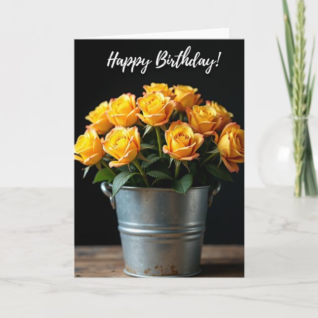 Tarjeta de cumpleaños de rosa amarilla dulce (Anverso)