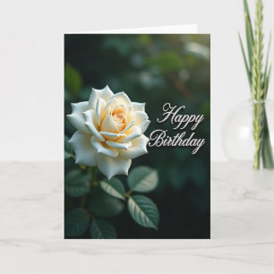 Tarjeta de cumpleaños de rosa blanca elegante