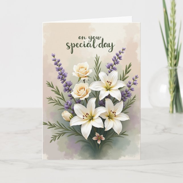 Tarjeta de cumpleaños de rosa cálida (Anverso)