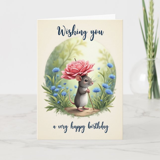Tarjeta de cumpleaños de rosa criatura dulce (Anverso)