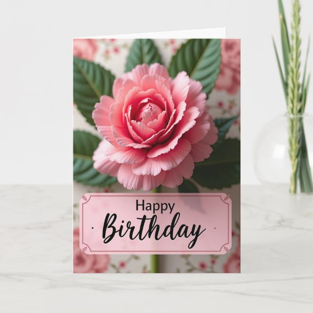 Tarjeta de cumpleaños de rosa elegante (Anverso)