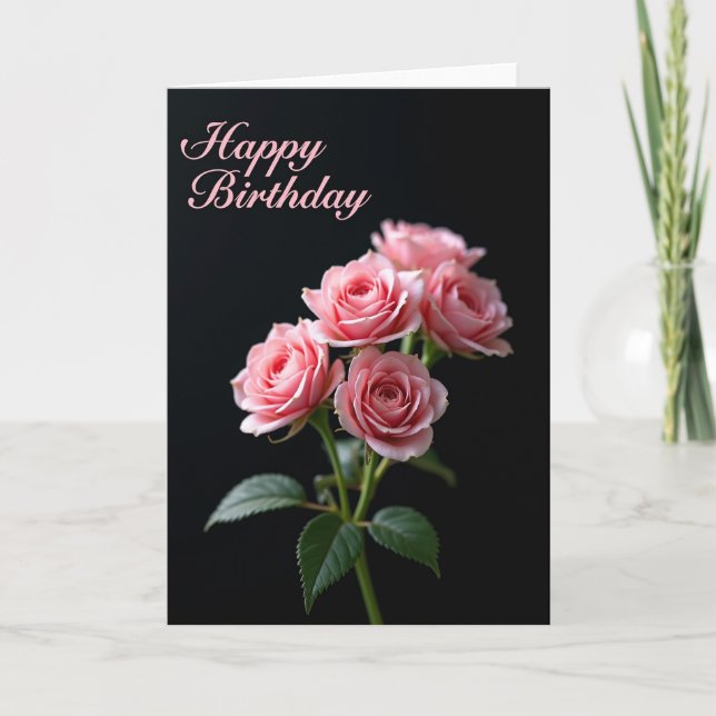 Tarjeta de cumpleaños de rosa elegante (Anverso)