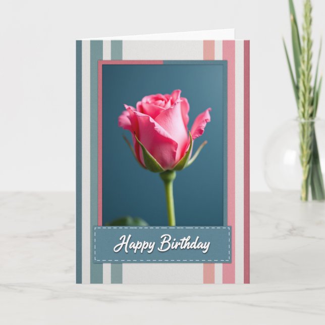 Tarjeta de cumpleaños de rosa fucsia (Anverso)