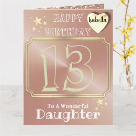 Tarjeta de cumpleaños de Rosa Gold Daughter Person