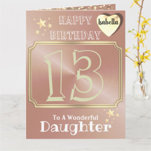Tarjeta de cumpleaños de Rosa Gold Daughter Person