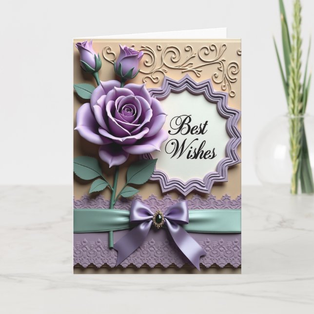 Tarjeta de cumpleaños de rosa lavanda (Anverso)