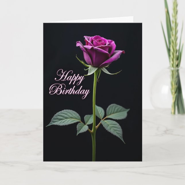 Tarjeta de cumpleaños de Rosa Magenta (Anverso)