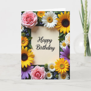 Tarjeta de cumpleaños de rosa margarita