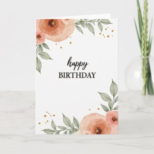 Tarjeta de cumpleaños de rosa melocotón elegante