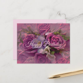 Tarjeta de cumpleaños de rosa púrpura