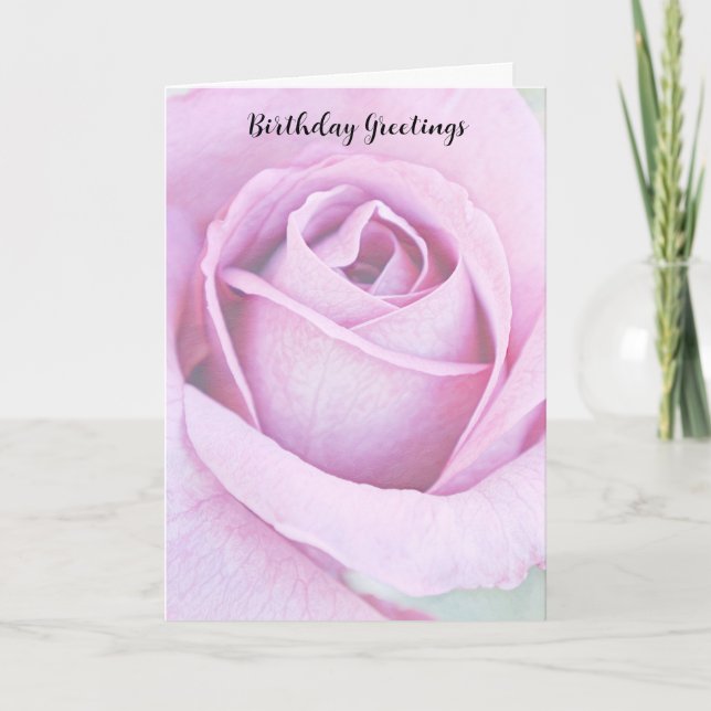 Tarjeta de cumpleaños de Rosa púrpura Pastel (Anverso)
