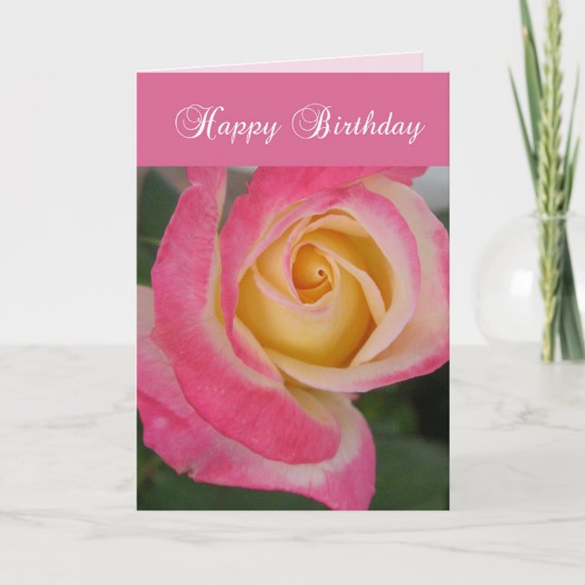 Tarjeta de cumpleaños de rosa rosa (Anverso)