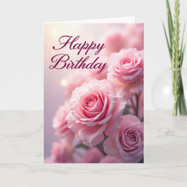 Tarjeta de cumpleaños de rosa rosa (Anverso)