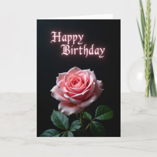 Tarjeta de cumpleaños de rosa rosa elegante