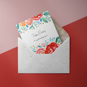 Tarjeta de cumpleaños de rosas de acuarela
