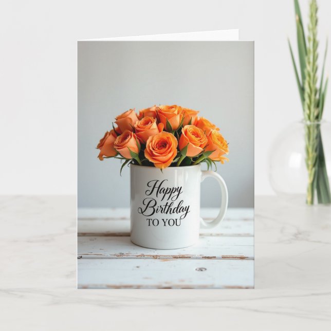 Tarjeta de cumpleaños de rosas naranjas (Anverso)