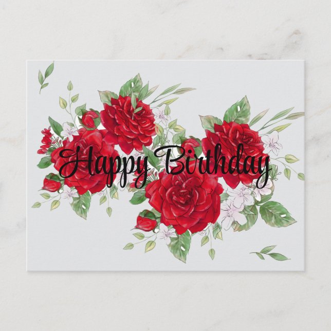 Tarjeta de cumpleaños de rosas rojas (Anverso)