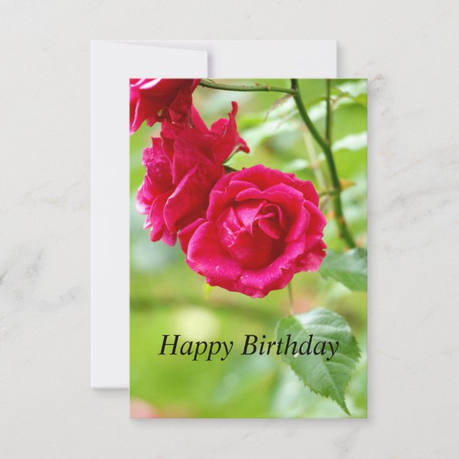 Tarjeta de cumpleaños de rosas rojas felices (Anverso)