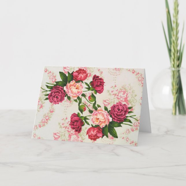 Tarjeta de cumpleaños de rosas rosadas (Anverso)