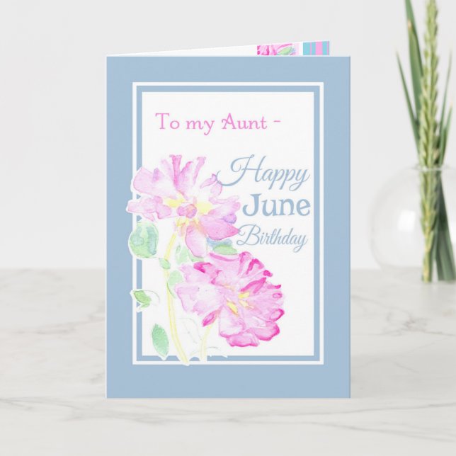 Tarjeta de cumpleaños de Rosas Rosadas Junio para  (Anverso)