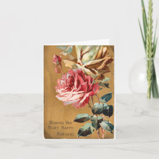Tarjeta de cumpleaños de rosas Vintage Pink Cream 
