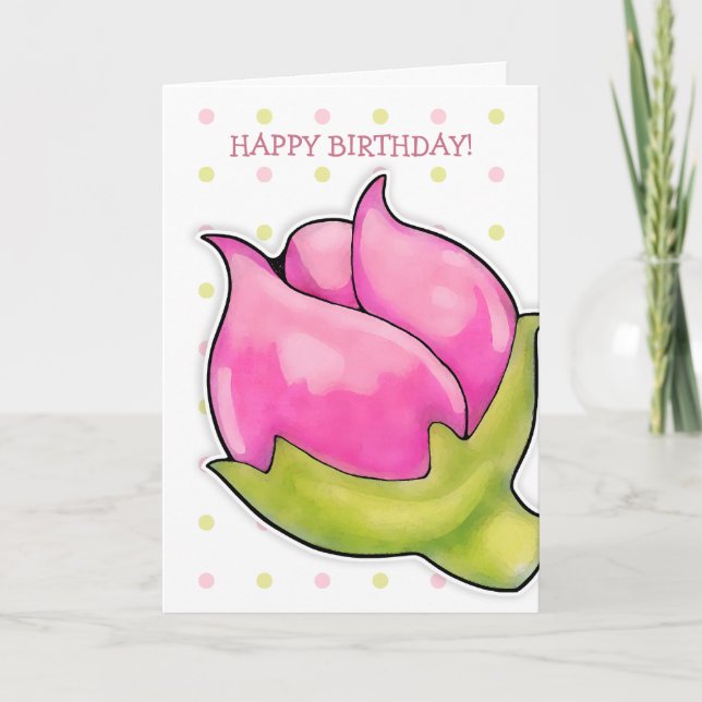 Tarjeta de cumpleaños de Rosebud Joy (Anverso)