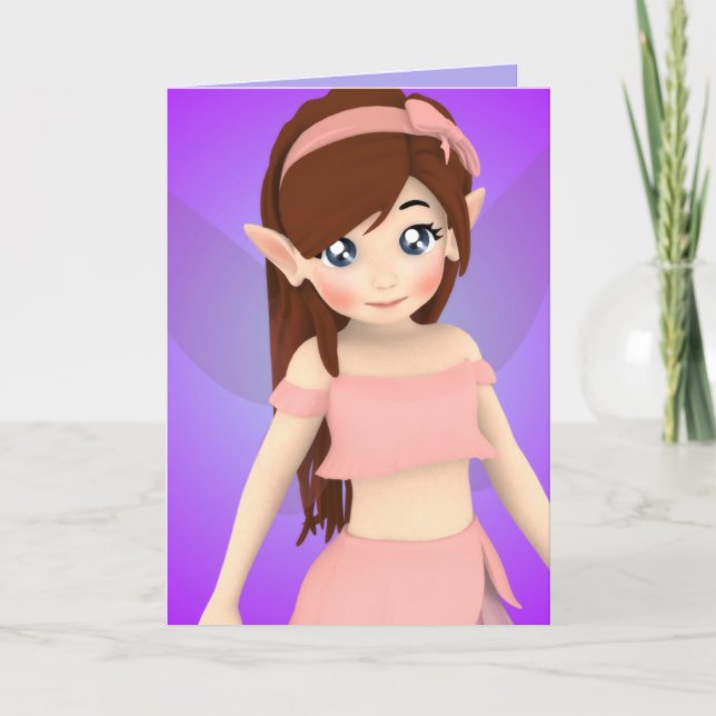 Tarjeta de cumpleaños de Rosey Cheek Anime Fairy (Anverso)