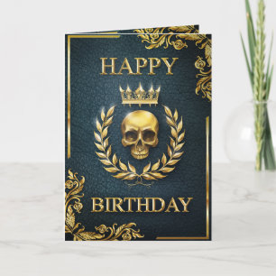 Tarjeta de cumpleaños de Royal Cyan & Gold King of