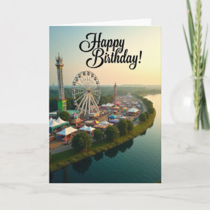 Tarjeta de cumpleaños de rueda de Ferris festiva