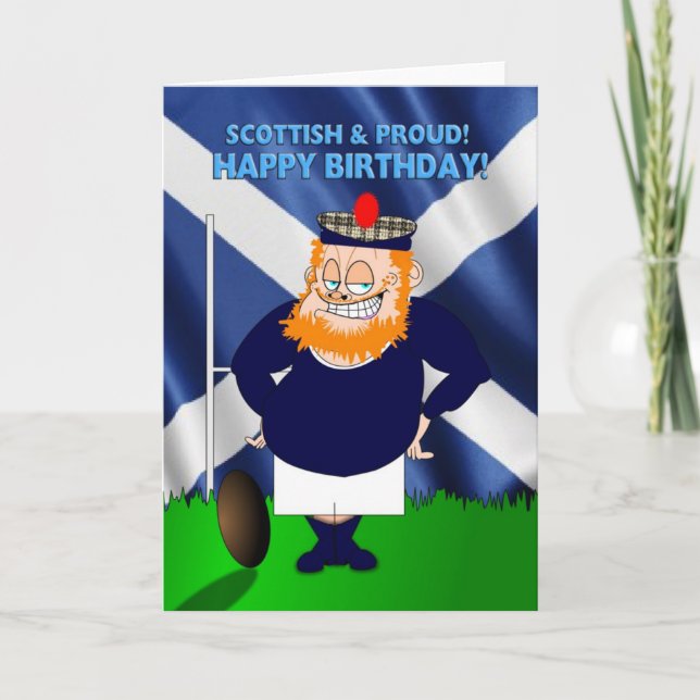Tarjeta de cumpleaños de Rugby de Escocia y Orgull (Anverso)