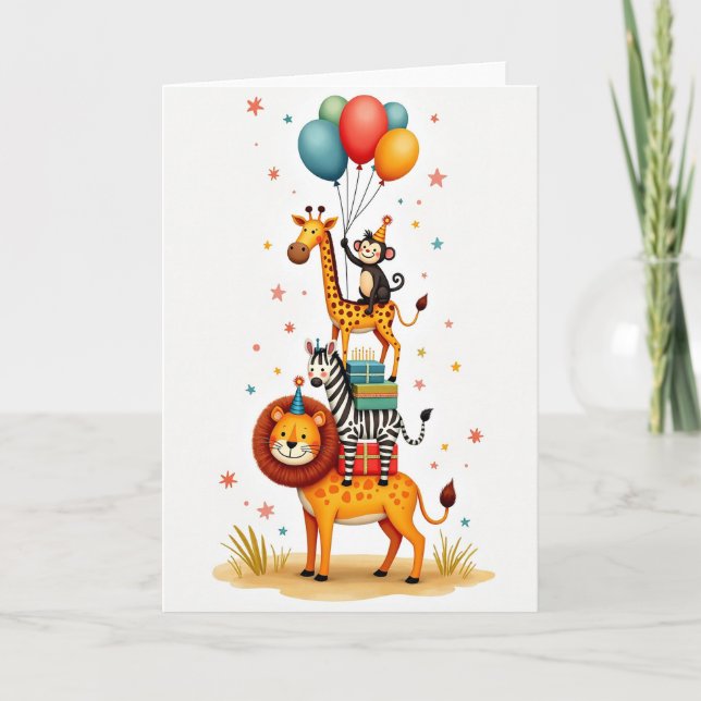 Tarjeta de cumpleaños de sabana apilada (Anverso)