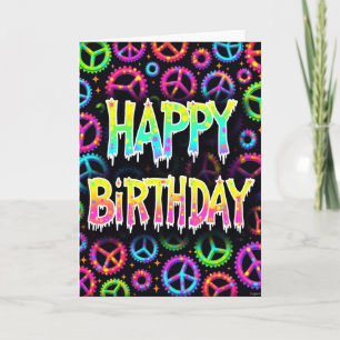 Tarjeta de cumpleaños de salpicaduras de neón