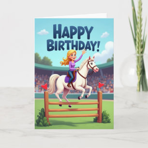 Tarjeta de cumpleaños de salto de caballo alegre