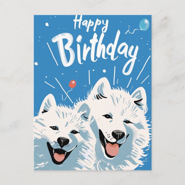 Tarjeta de cumpleaños de Samoyedo (Anverso)