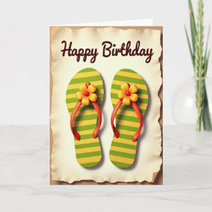 Tarjeta de cumpleaños de sandalias a rayas