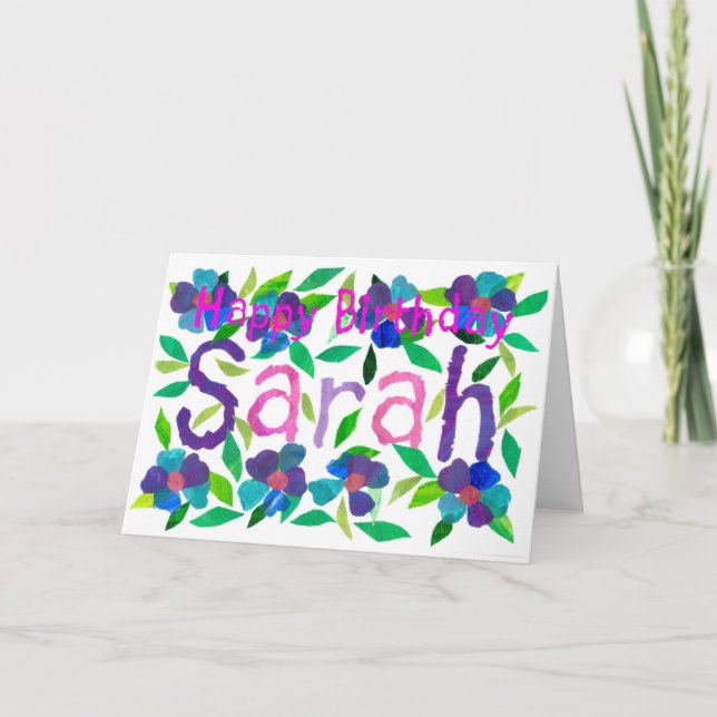 Tarjeta de cumpleaños de "Sarah" (Anverso)