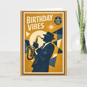 Tarjeta de cumpleaños de saxofón de jazz moderno r