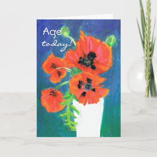 Tarjeta de cumpleaños de Scarlet Poppies Personali (Anverso)