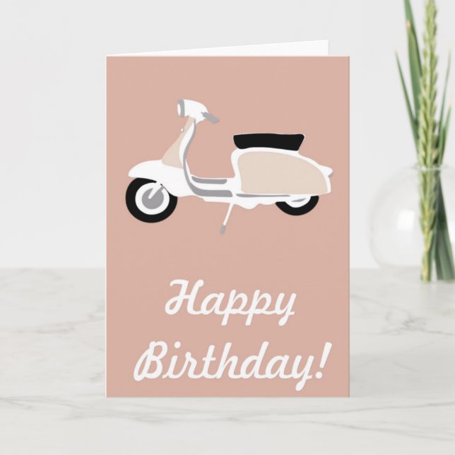 Tarjeta de cumpleaños de Scooter Rosado (Anverso)