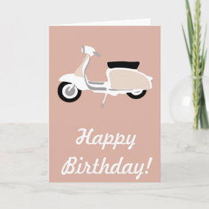 Tarjeta de cumpleaños de Scooter Rosado