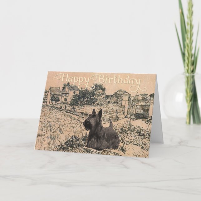 Tarjeta de cumpleaños de Scottish Terrier (Anverso)